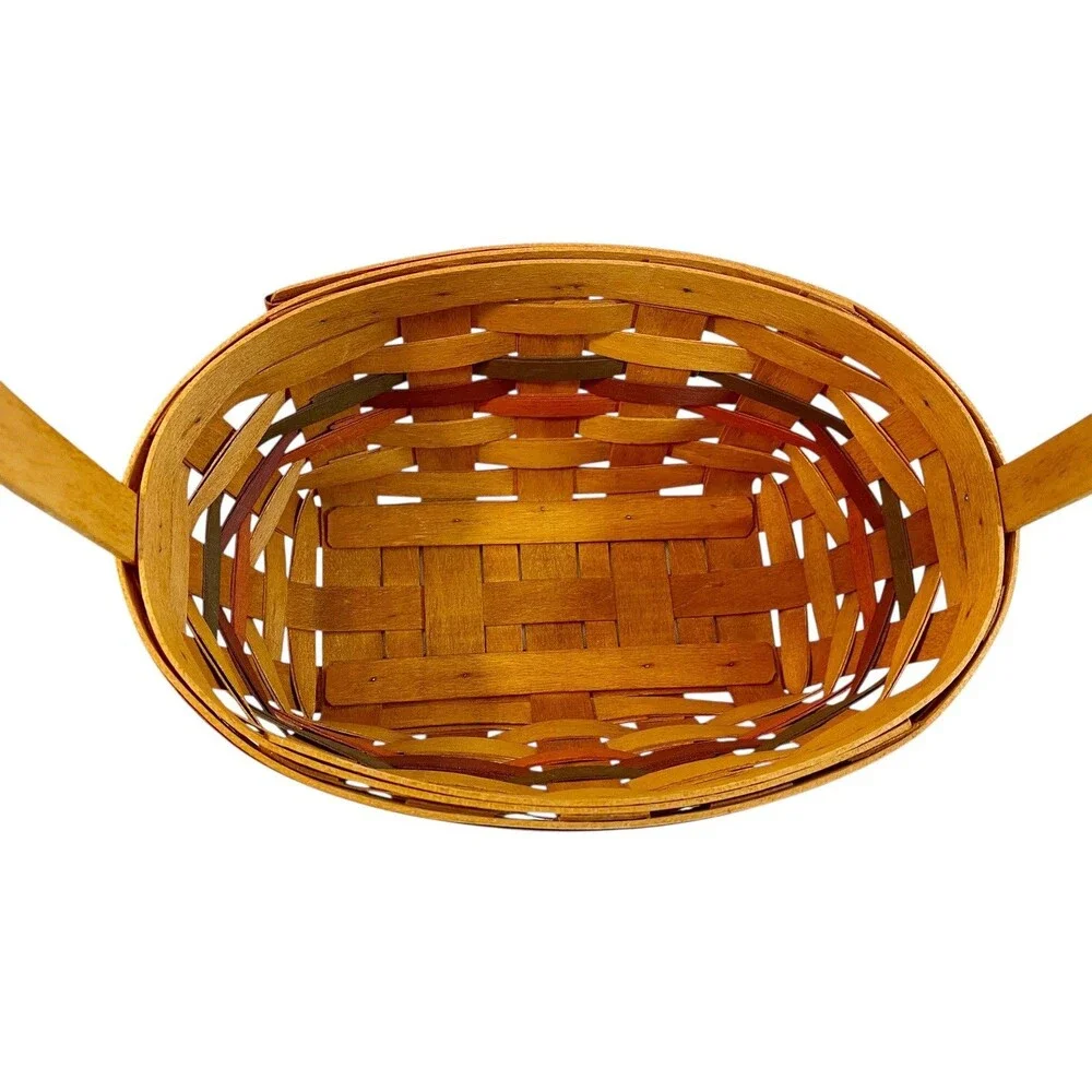 Longaberger Basket 1992 w Autumn Fall Color Design 10x7x5 Handwoven Logo Sgnd